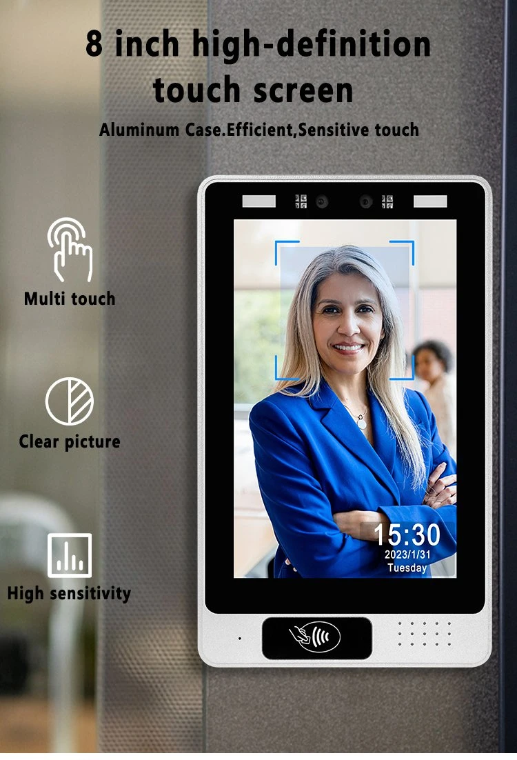 8&prime;&prime; Smart Home Facial Recognition Embedded in Wall Android Touch Screen Monitor with NFC Reader