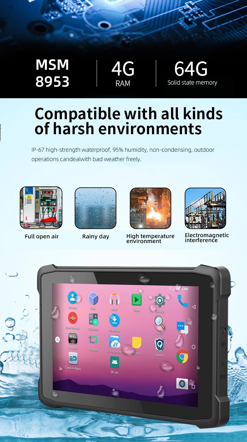 10 Inch Handheld Android 10.0 Rugged Tablet PC IP67 Waterproof Shockproof1d 2D Barcode Fingerprint Tablet with 8000mAh Battery