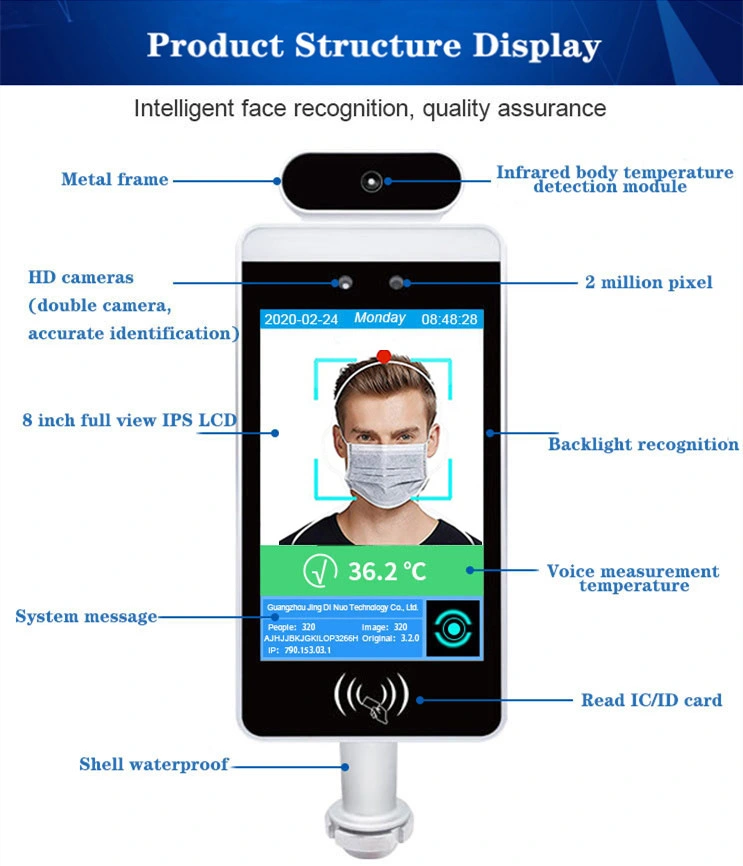 Time Clock Attendance System Access Control Sdk Android Biometric Temperature Face Facial Recognition Device with Camera