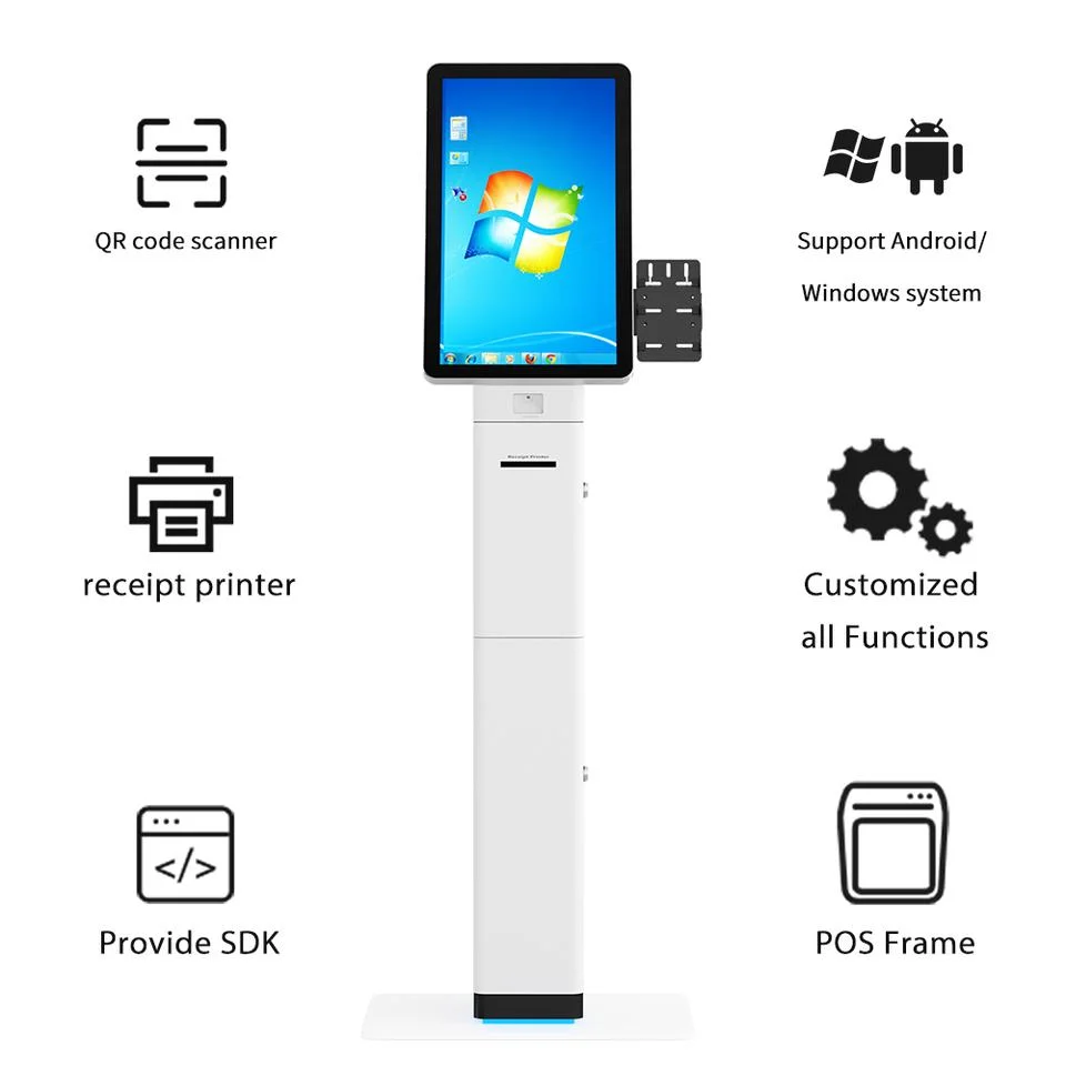 Mini Curved 23.6 Inch Self Service Kiosk Touch Screen Design Ordering for Fast Food Restaurant