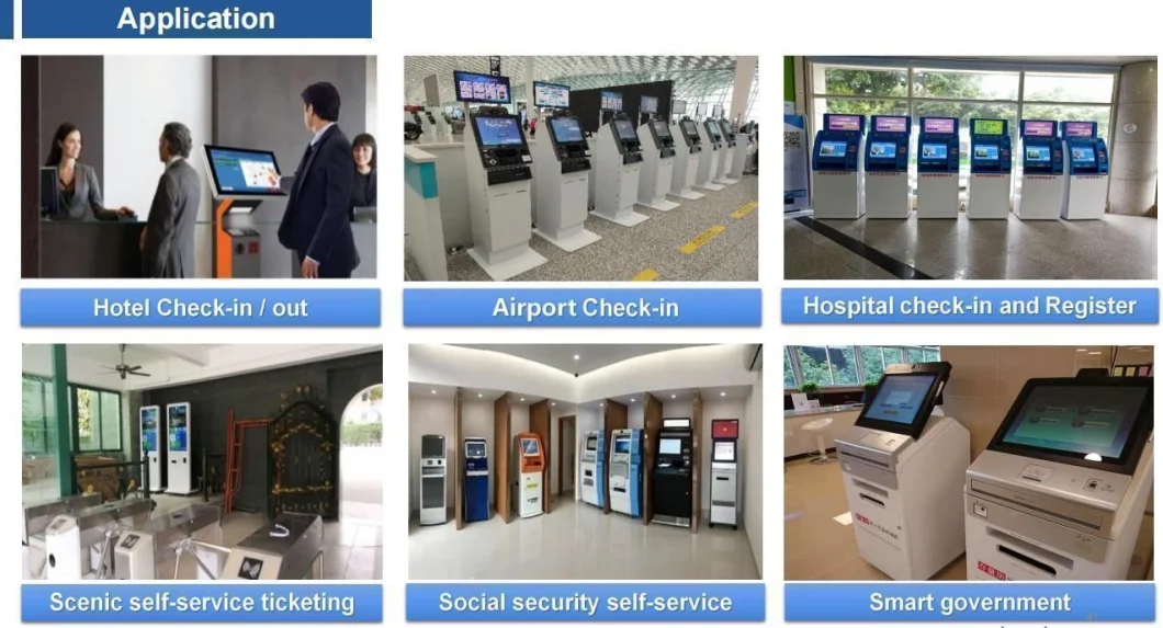 Custom Club Member Hotel Kyc Customer Management Self Service Kiosk with Fingerprint ID Scanner Facial Recognition Camera