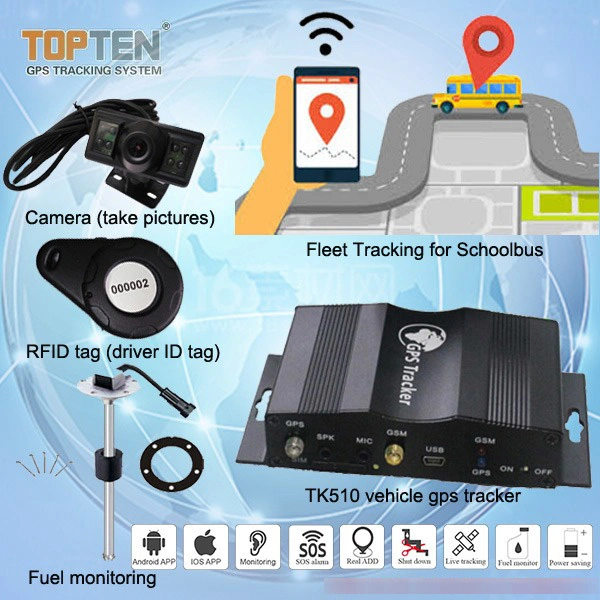 Vehicle Fleet GPS Tracking Device RFID&Camera for Car Truck Suport Fuel Sensor, Fuel Loss Alarm (TK510-TN)