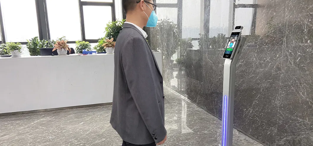 Face Recognize Temperature Display 8 Inch Facial Recognition Body Temperature Kiosk