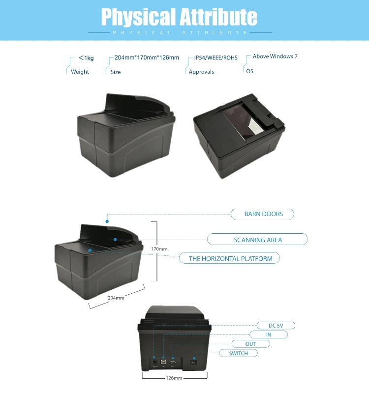 Malaysia Customs Passport Border Crossings RFID Reading Mrz Ocr Passport Scanner (PPR100)