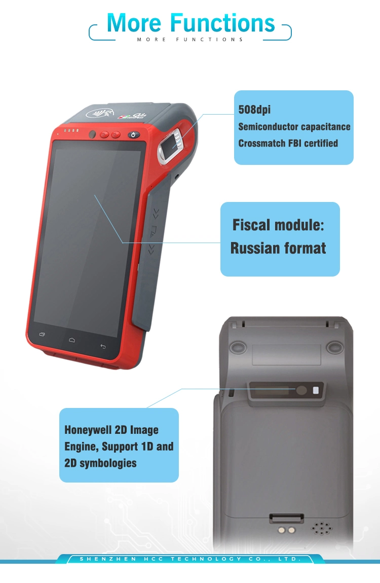 EMV PCI Touch 3 in 1 Card Payment Terminal Barcode Reader EDC/Fingerprint POS Terminal (HCC-Z100)