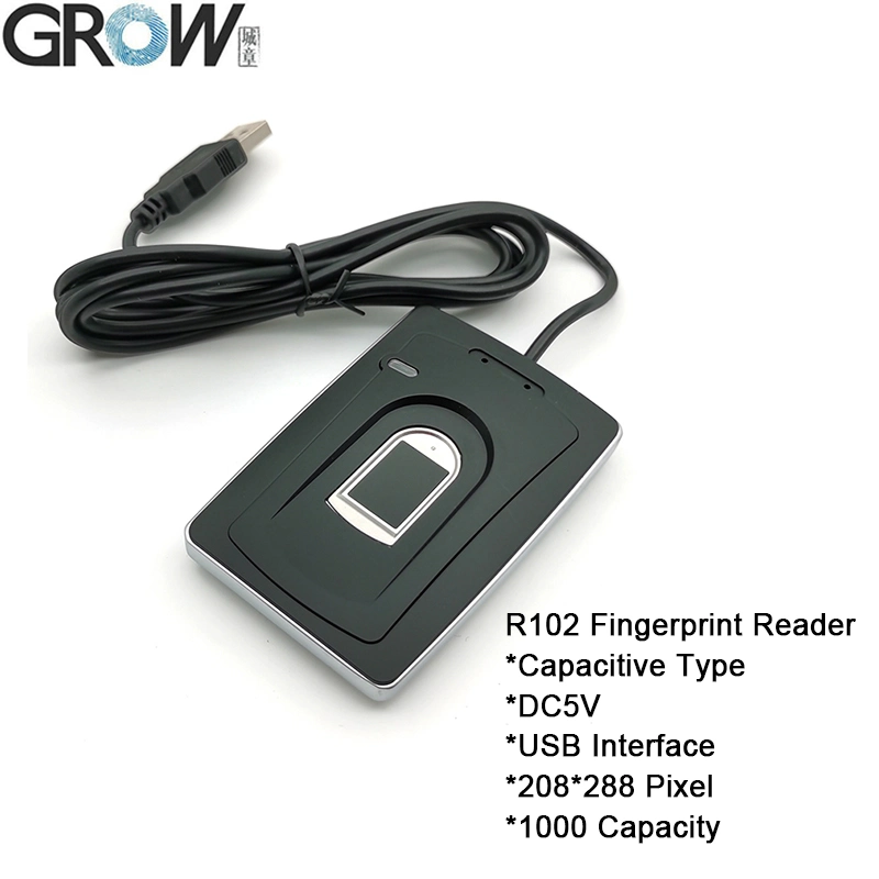 Grow R102 Biometric Capacitive USB Fingerprint Reader with DC5V 208*288 Pixel 1000 Capacity for Windows Android