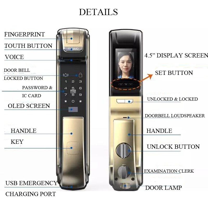 4.5&quot; Display Screen Visible Fingerprint Smart Lock with Light