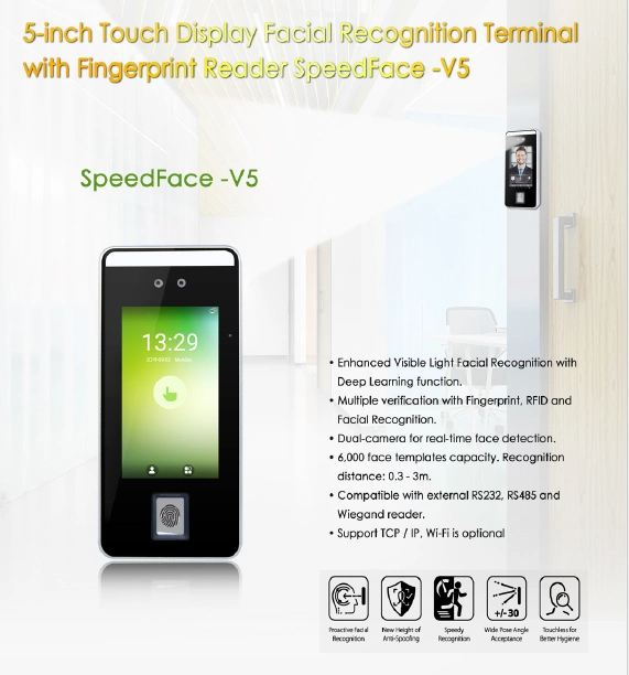 Android Facial Recognition Terminal with Dual-Camera for Real-Time Face Detection (Speedface-V5)