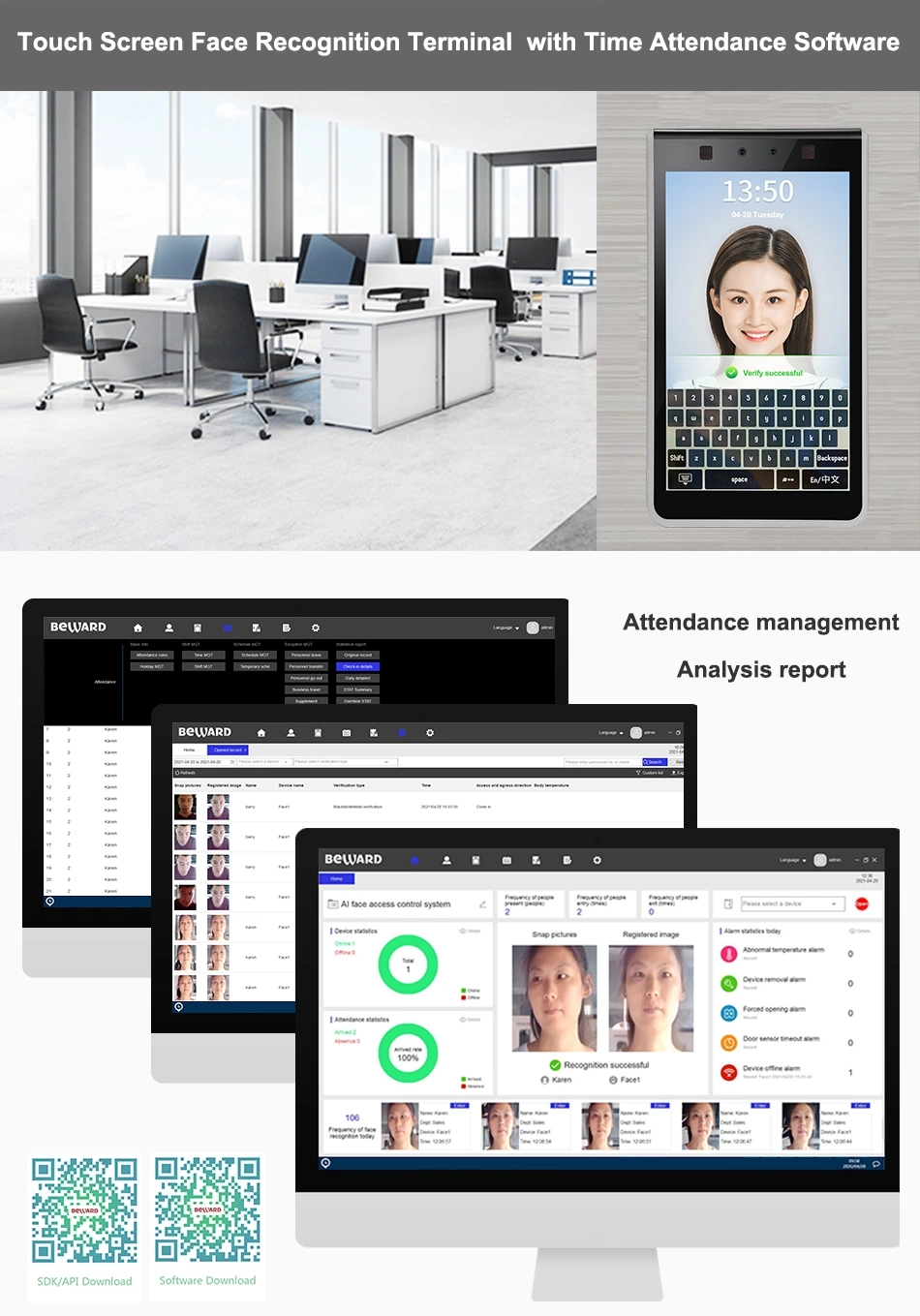 Free Sdk Mqtt/HTTP WiFi 4G IC&ID Facial Terminal for Access Control