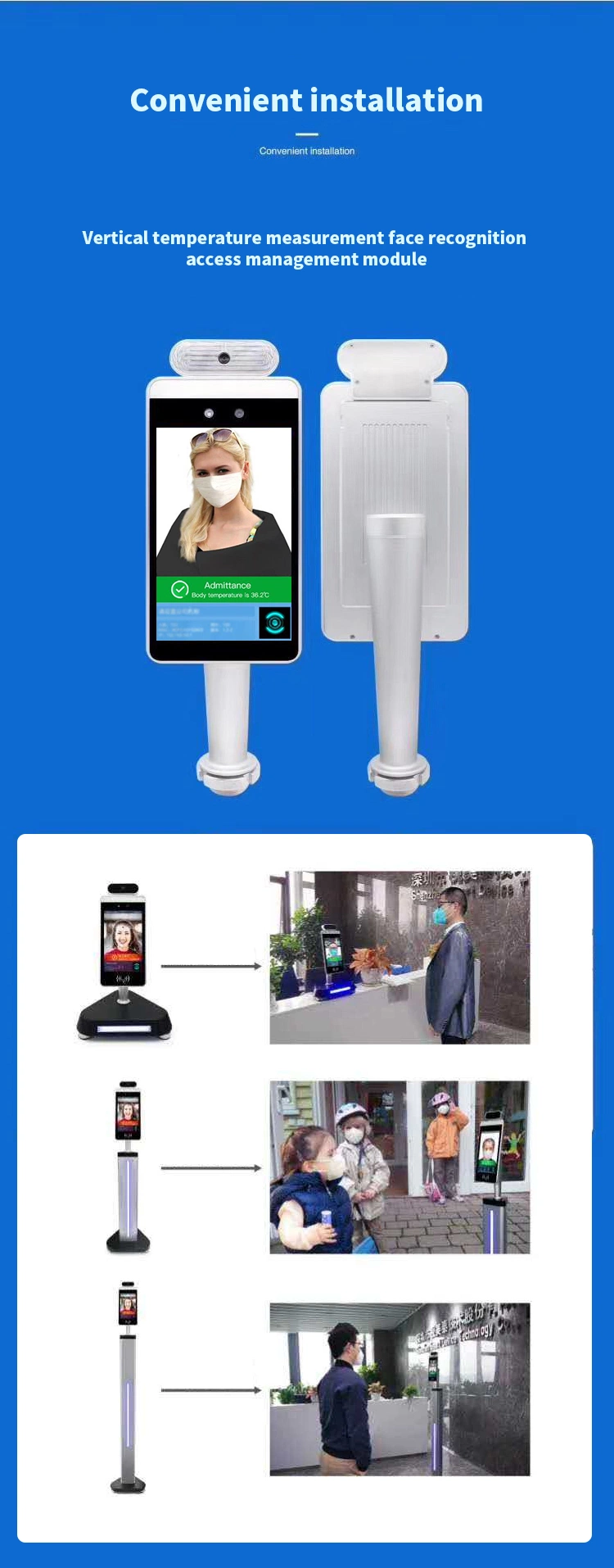 Factory Supply Face Recognition and Infrared Thermometer Integrated Device for Turnstile Gate