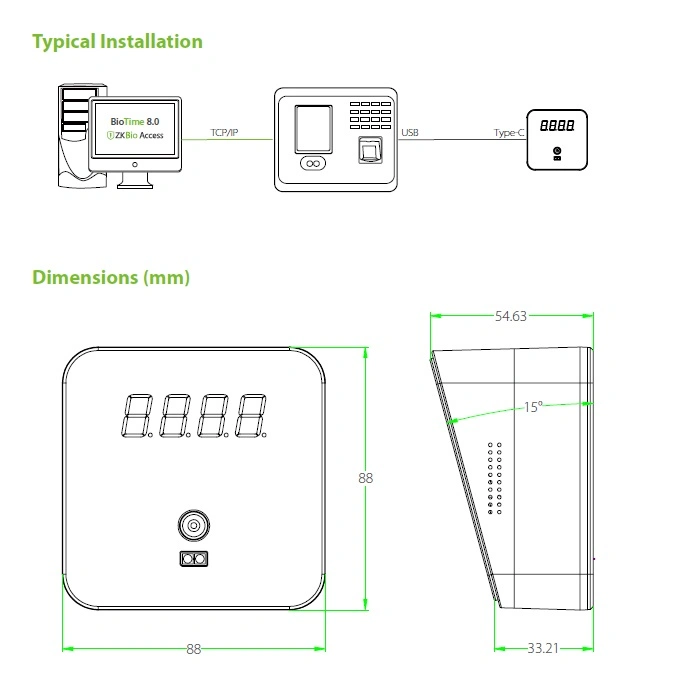 Fingerprint Access Control System with Body Temperature Scanner (FA210+TDM01)