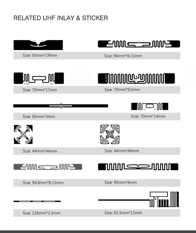 Passive UHF RFID Long Reading Distance Monza R6 Alien 9662 9654 Printed Label