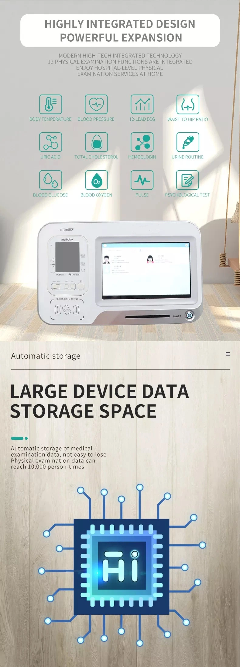 Medical Full Analysis ECG Blood Pressure Meridian Health Diagnostic Body Chekup Machine with CE