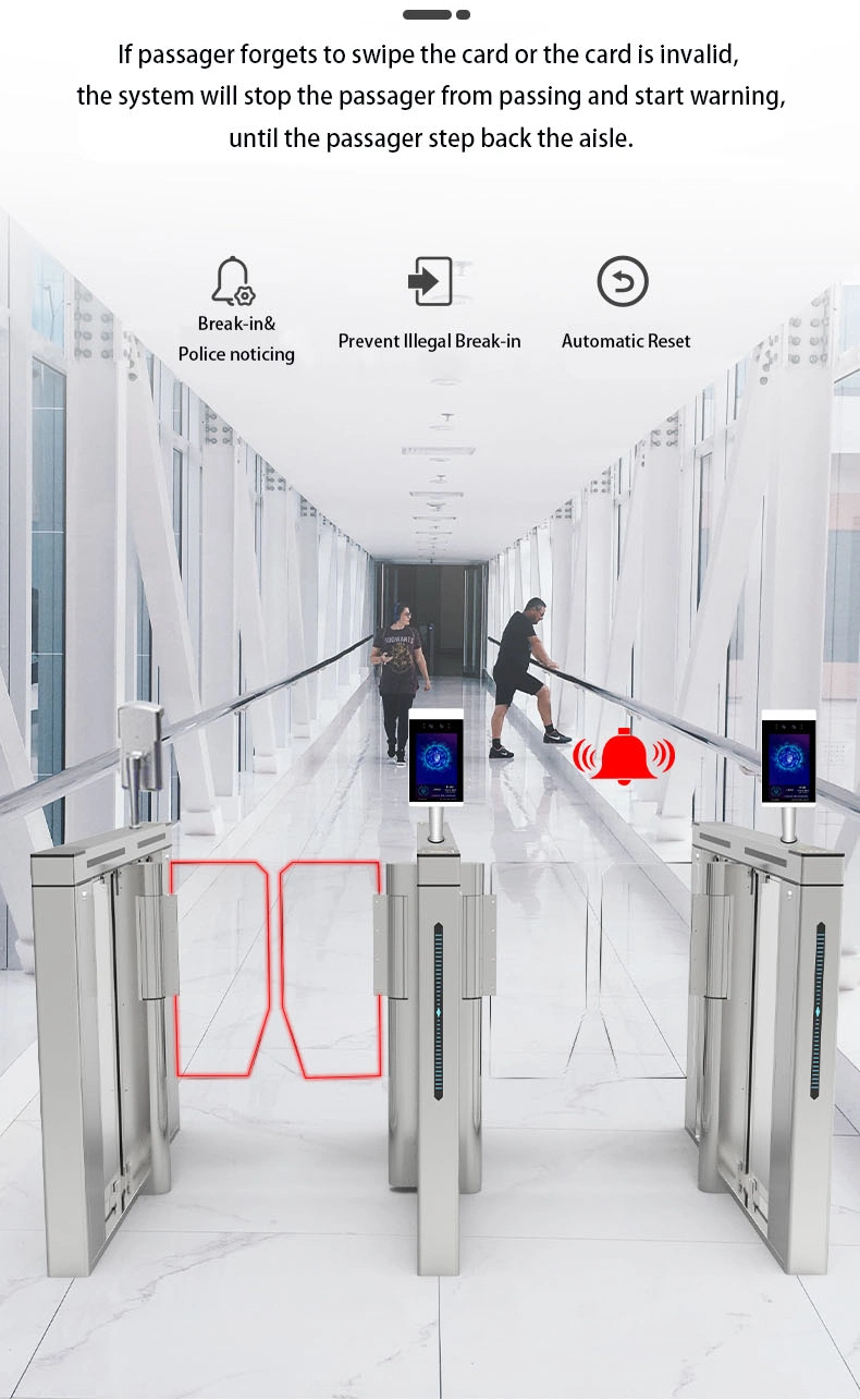 Facial Recognition Turnstile Gate Swing Barrier Gate Fast Speed Pedestrian Access Control Card System