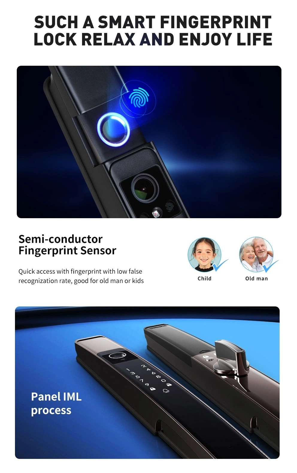 2024 New Product 3D Face Recognition Cat&prime;s Eye Camera Fingerprint Video Calling Remote Visual Intercom Smart Door Lock