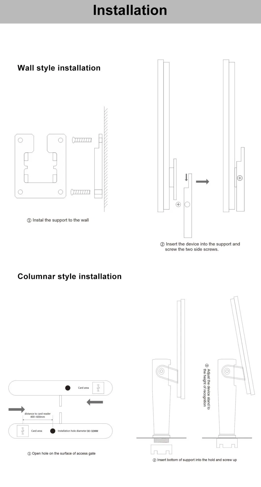 Face Recognition Terminal with Thermal Infrared Temperature Measurement and Time Attendance for Access Control System