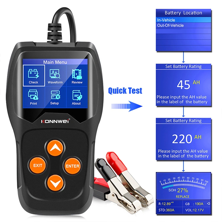 12V Automotive Battery Load Tester/Fault Detector Diagnostic Monitor Smart OBD 2 Scanner Car Battery Tester Konnwei Kw600