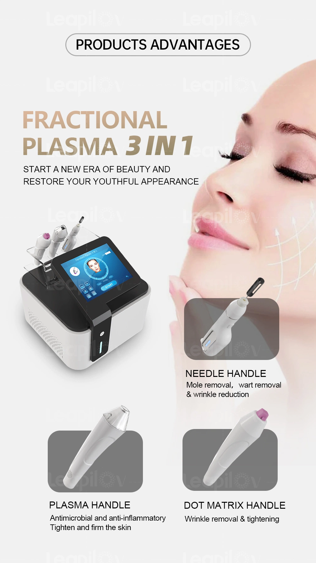 Facial Treatment 3in1 Plasma Machine for Skin Peeling Machine