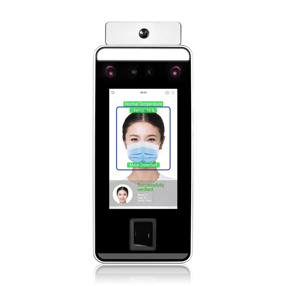 (FacePro1-TD) Thermometer Camera Palm &amp; Fingerprint &amp; Face Recognition Time Attendance System with Masked Detection