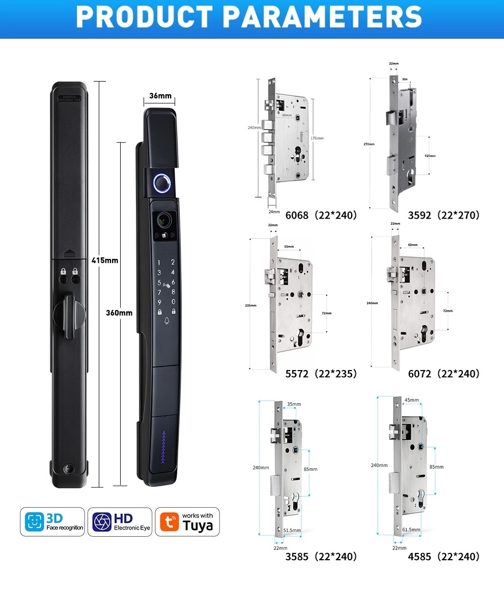 2024 New Product 3D Face Recognition Cat&prime;s Eye Camera Fingerprint Video Calling Remote Visual Intercom Smart Door Lock