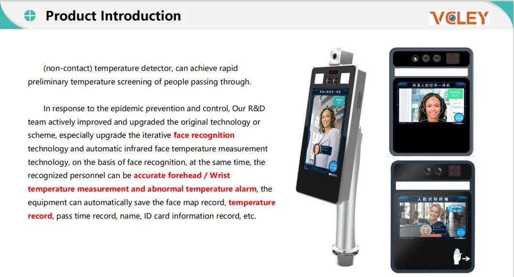 Facial Recognition Body Temperature Scanner Access Control Attendance Software Infrared Thermometer