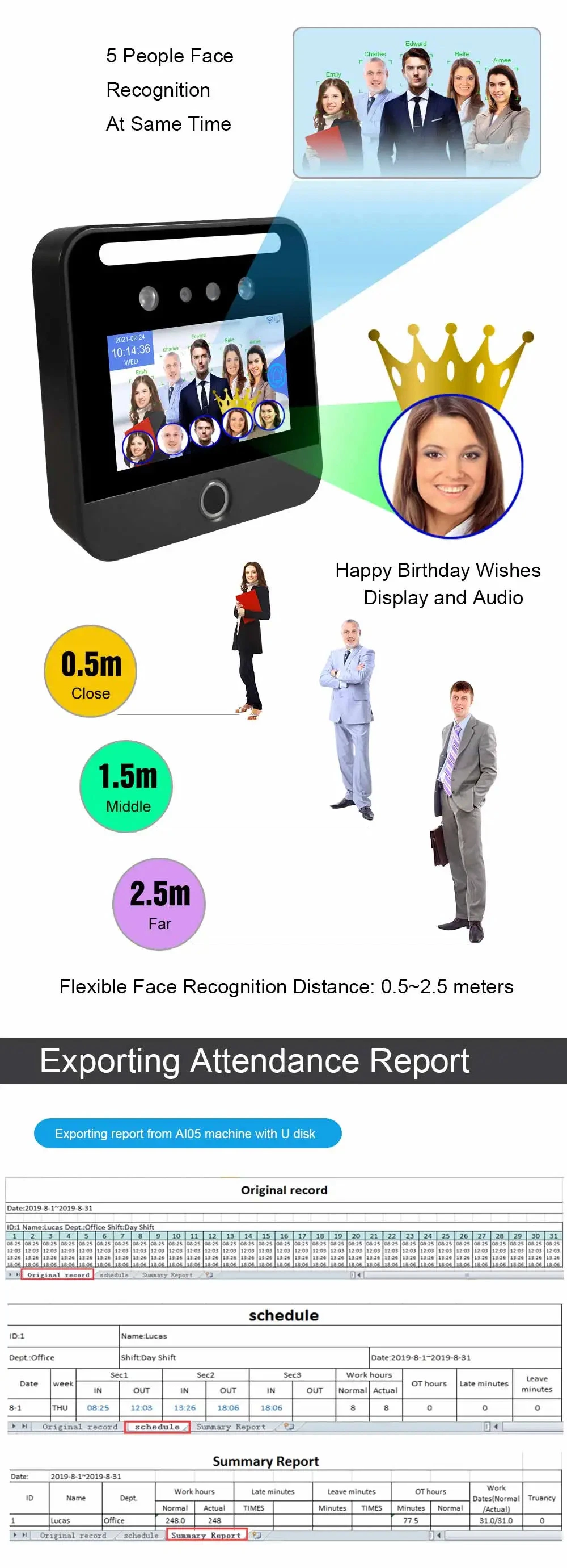 Qr Code Scan Ai Face Recognition and Fingerprint Time Recording Attendance System