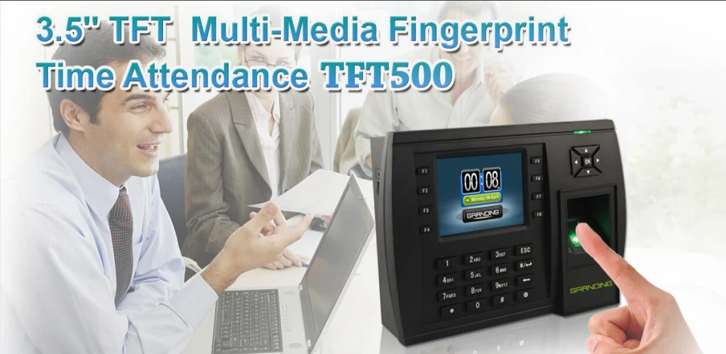 Biometric Time Recorder Fingerprint Attendance Device with User-Defined Attendance Status Function Keys (TFT500)