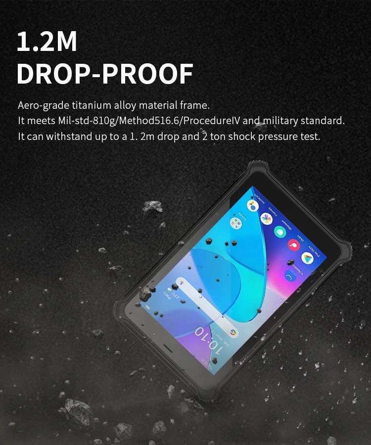 Rugged Car Tablet 8 Inch for Industrial Tablet IP67 Waterproof Shockproof Rugged Android Fingerprint Scanner Tablet PC