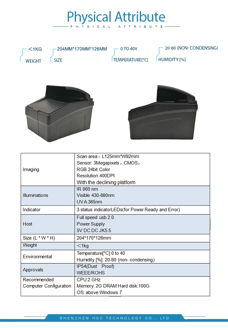 Electronic Biometric Mobile ID Duty-Free Airport E Passport RFID Mrz Ocr Passport Reader PPR-100A