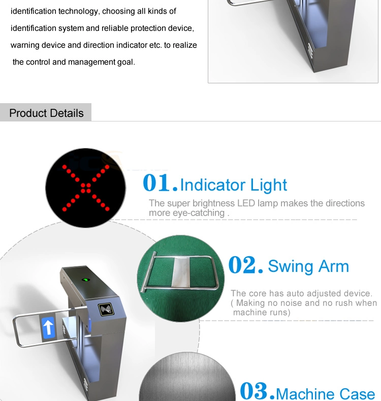 High Speed Facial Recognition Access Control Turnstile Swing Barrier Gate for Office Building