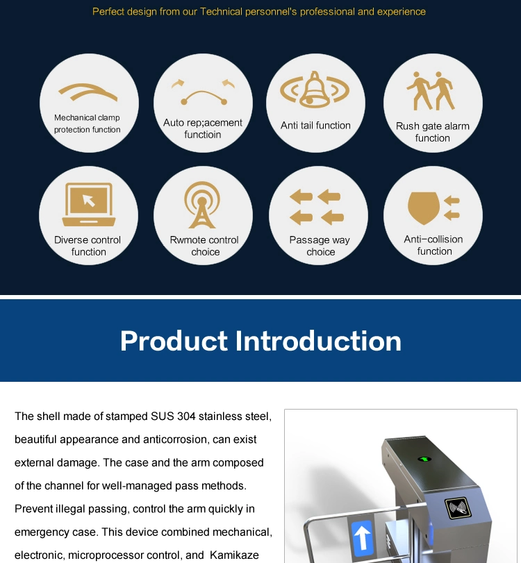 High Speed Facial Recognition Access Control Turnstile Swing Barrier Gate for Office Building