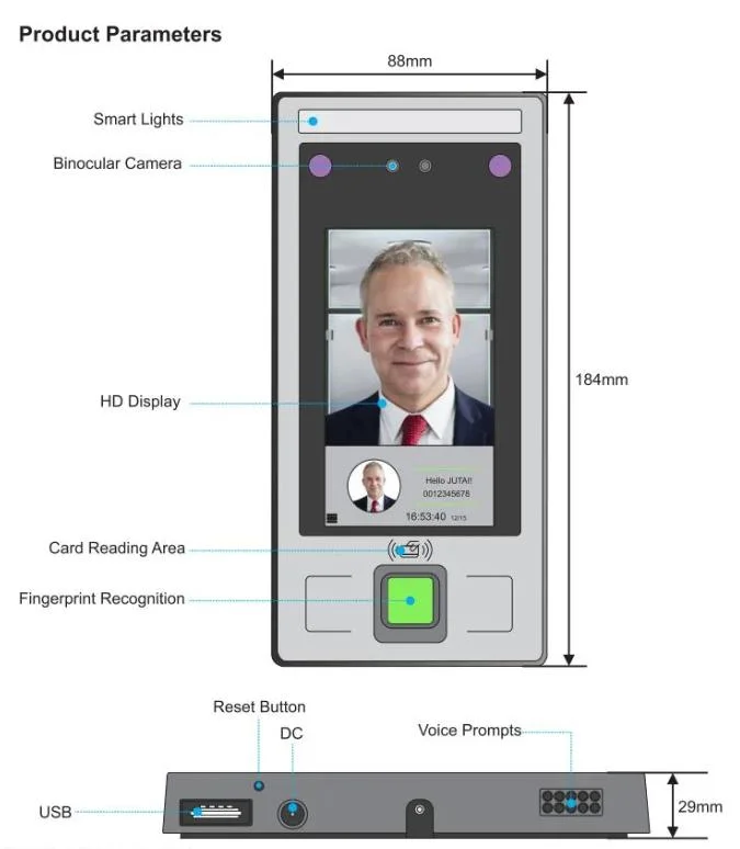 Fingerprint Scanner Access Control System Facial Recognition Biometrics