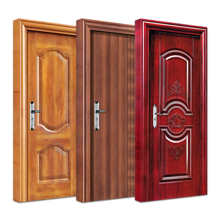 China Factory Price House Residential Interior Room Safe Metal Embossed Steel Door with Finger Print Lock