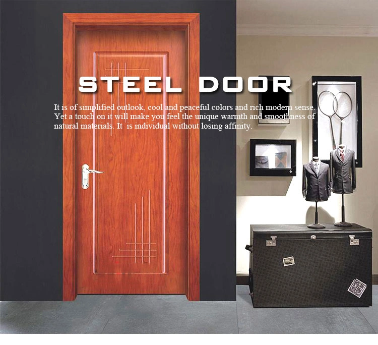 China Factory Price House Residential Interior Room Safe Metal Embossed Steel Door with Finger Print Lock