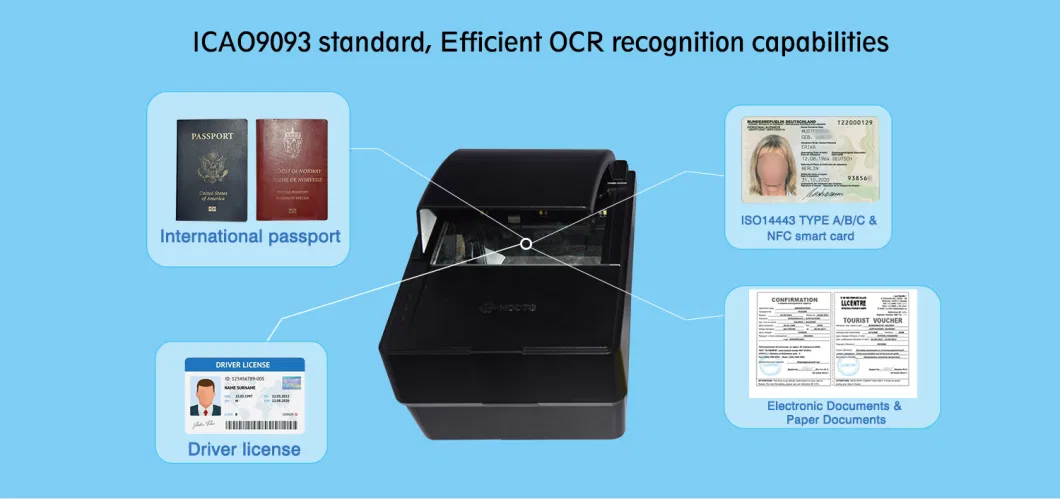 Electronic Biometric Mobile ID Duty-Free Airport E Passport RFID Mrz Ocr Passport Reader PPR-100A