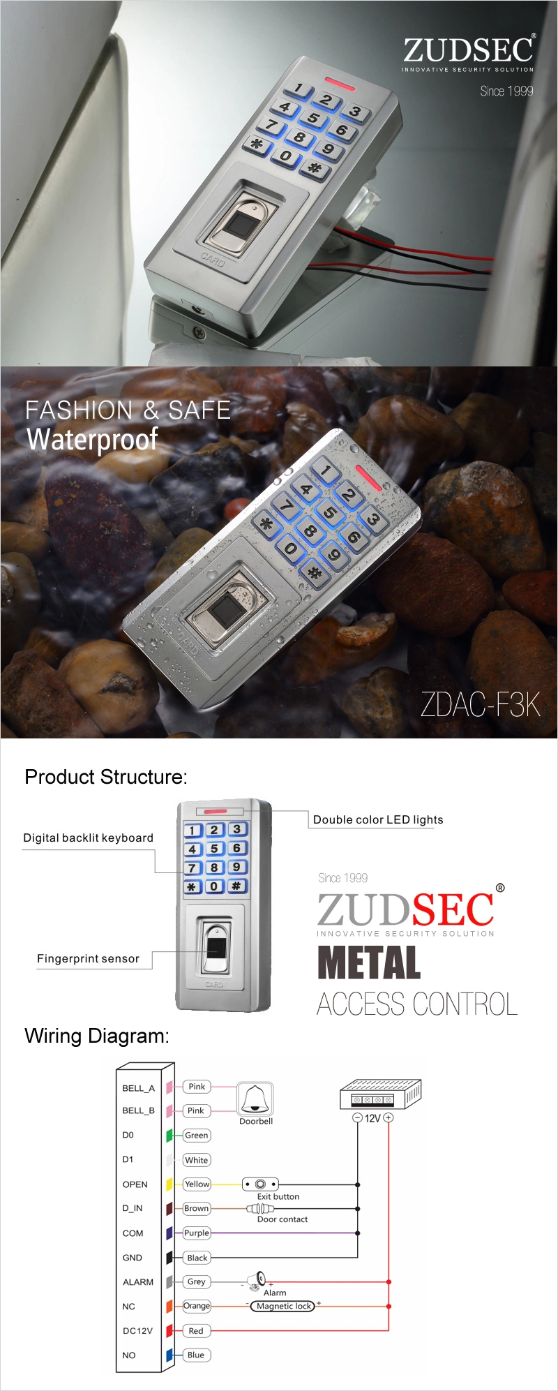 ID Card Finger Print Reader Door Biometric Fingerprint Access Control