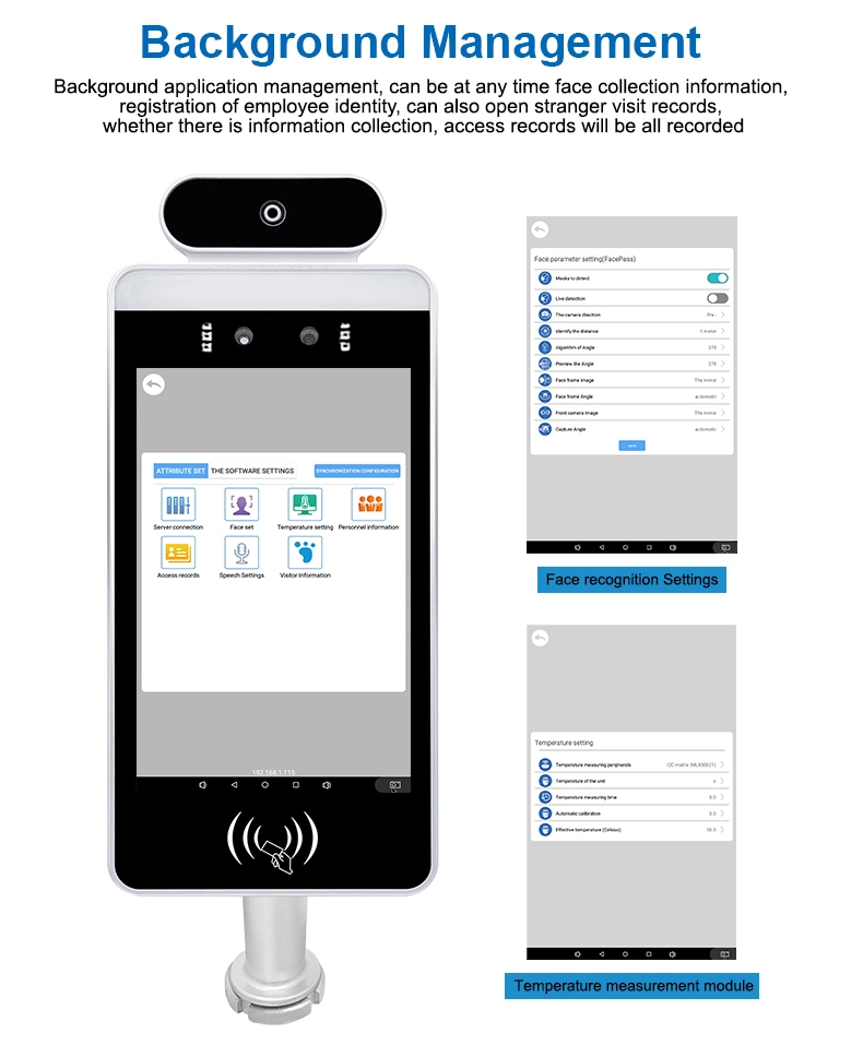 8 Inch Face Recognition Temperature Recognition/Ai Face Recognition Camera Access Control