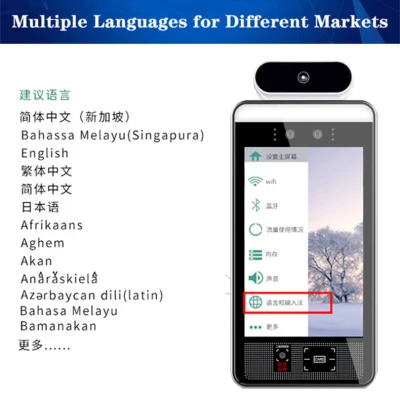 Frequenza orologio sistema controllo accessi SDK Android temperatura biometrica Dispositivo di riconoscimento facciale con fotocamera