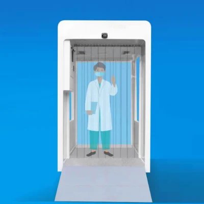 Tipo walk-through riconoscimento facciale intelligente misurazione della temperatura canale di disinfezione