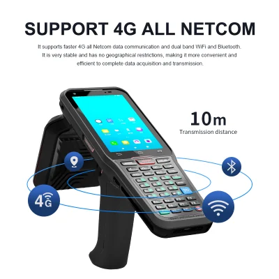 Lettore lettore lettore lettore RFID scanner portatile per codici a barre Android 10.0con schermo da 4 pollici