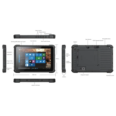 10&quot; Win 10.1 10000 mha 4+64 GB NFC resistente all&prime;acqua Android Tablet PC industriale con scanner per impronte digitali con montaggio su veicolo