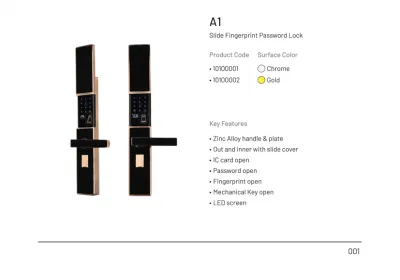 Impronta digitale Smart Lock intelligente in lega di zinco con vendita a caldo Password IC Card schermo LED meccanico moderno per uso domestico