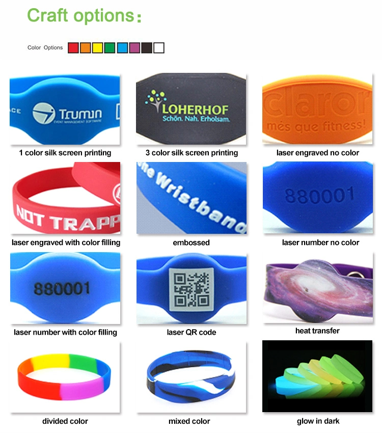 Custom Logo Silicone Wristbands Plastic Smart Read Write RFID NFC Festival Sports Fitness Adjustment Silicone Wristbands