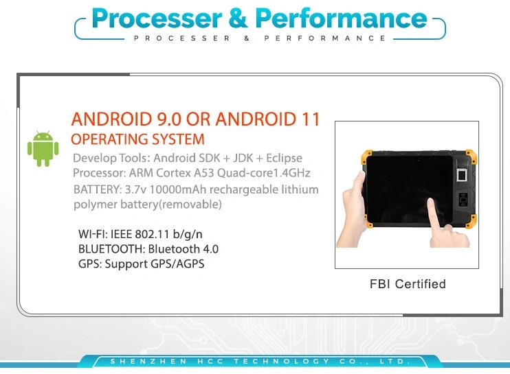 8 Inch Biometric Fingerprint Scanner Industrial Tablet Android Tablet with NFC Reader 2D Scanner (Z200)