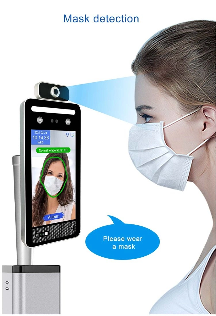 8 Inch Touch Screen Face Recognition Device EU Green Pass Qr Code Reader Temperature Detection