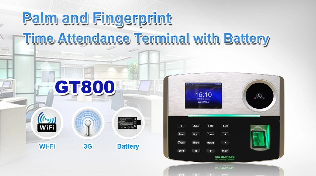 Biometric Palm and Fingerprint Time Attendance Terminal with Battery (GT800)