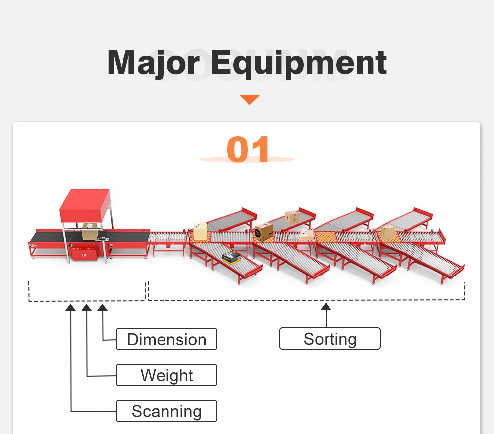 Smart Warehouse Logistic System Dynamic Dws Warehouse Irregular Parcel Sorting Machine with Dimension Weight Scanning