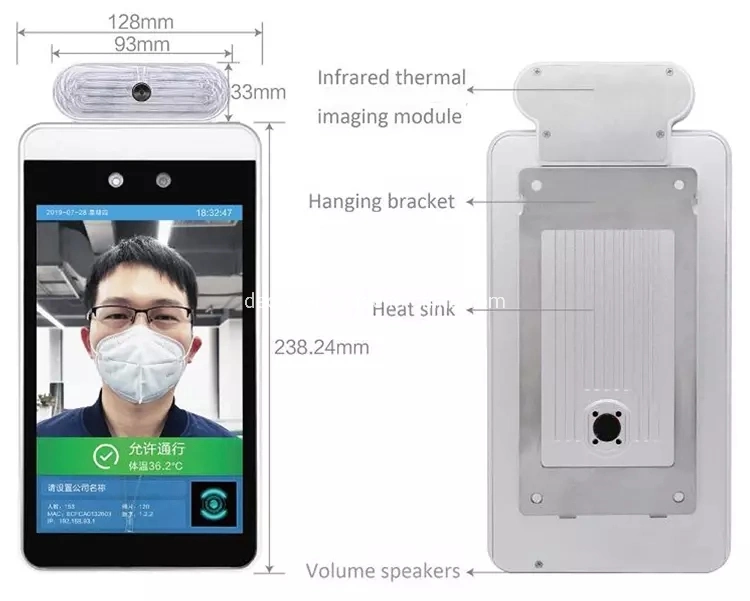 Gate Access Security Face Recognition Body Temperature LCD Screen for Hand Sanitizer Dispenser