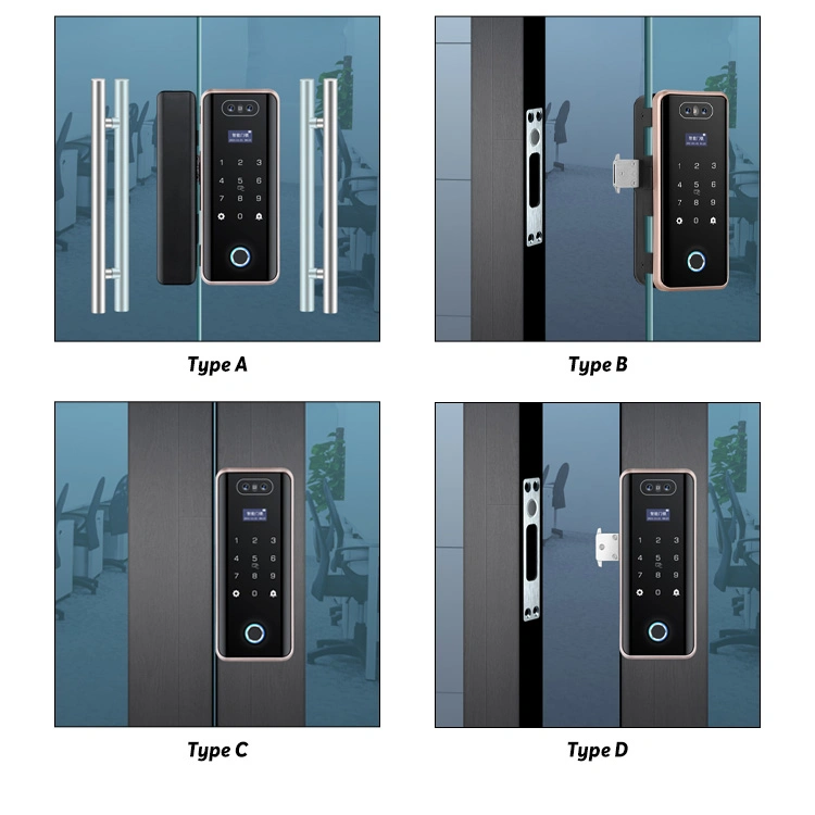 3D Facial Recognition Smart Sliding Glass Door Lock for Office