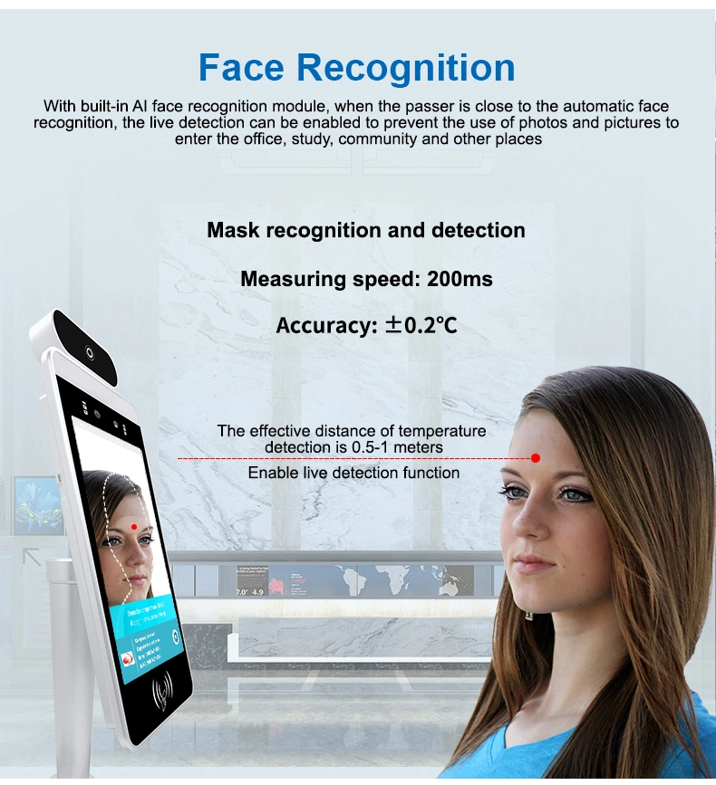 8 Inch Face Recognition Temperature Recognition/Ai Face Recognition Camera Access Control